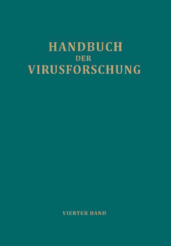 Handbuch der Virusforschung: 4. Band (III. Ergänzungsband)