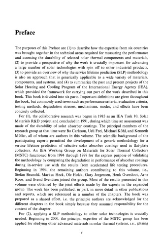 Performance and Durability Assessment. Optical Material for Solar Thermal Systems