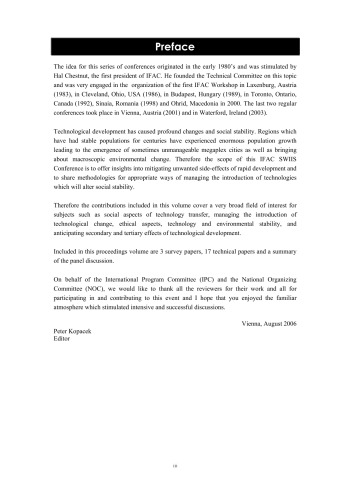 Improving Stability in Developing Nations through Automation 2006. A Proceedings Volume from the IFAC Conference on Supplemental Ways for Improving International Stability through Automation ISA ′06, 15–17 June 2006, Pr