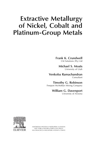Extractive Metallurgy of Nickel, Cobalt and Platinum Group Metals