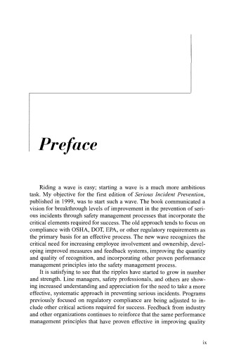 Serious Incident Prevention. How to Achieve and Sustain Accident-Free Operations in Your Plant or Company