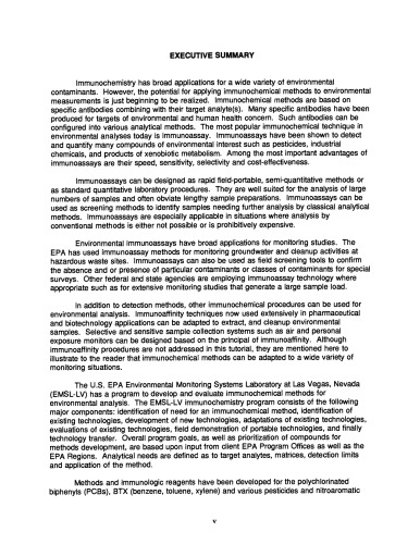 Environmental Immunochemical Analysis Detection of Pesticides and Other Chemicals. A User's Guide