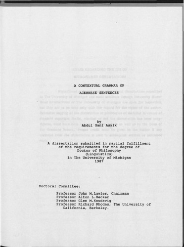 A contextual grammar of Acehnese sentences