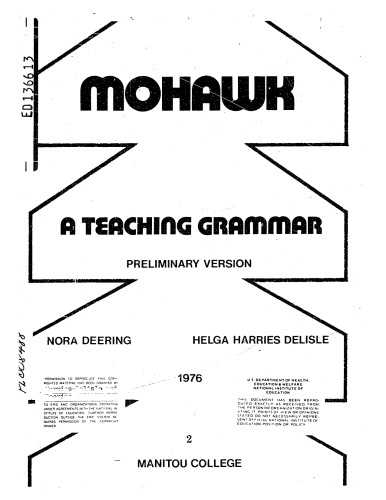 Mohawk : a teaching grammar, preliminary version