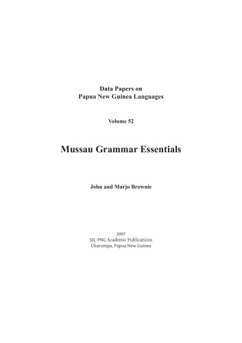 Mussau grammar essentials