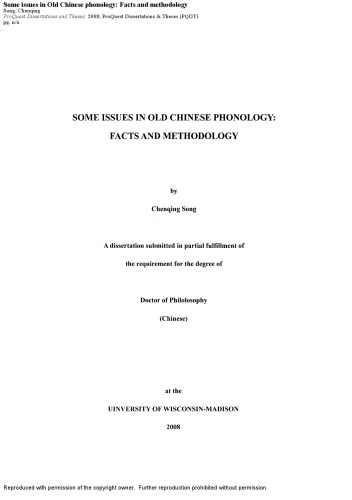 Some issues in Old Chinese phonology: Facts and Methodology