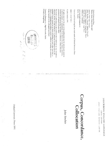 Corpus, Concordance, Collocation