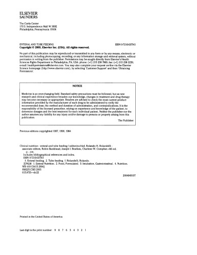 Clinical Nutrition: Enteral and Tube Feeding