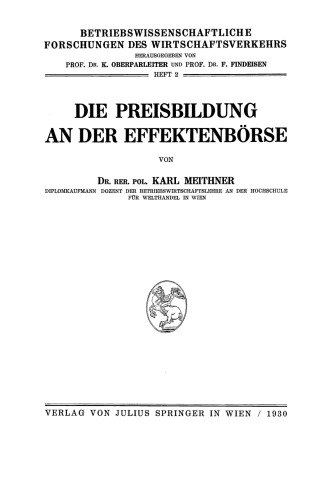 Die Preisbildung an der Effektenbörse