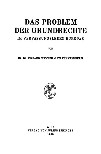 Das Problem der Grundrechte im Verfassungsleben Europas