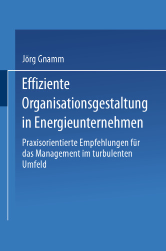 Effiziente Organisationsgestaltung in Energieunternehmen: Praxisorientierte Empfehlungen für das Management im turbulenten Umfeld
