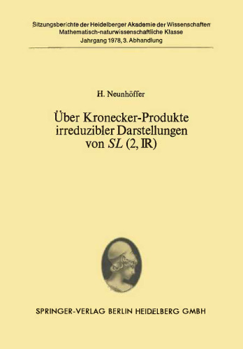 Über Kronecker-Produkte irreduzibler Darstellungen von SL (2, ℝ): Vorgelegt in der Sitzung vom 22. April 1978