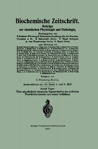 Über physikalisch-chemische Eigenschaften des isolierten Froschrückenmarks und seiner Gefäßhaut