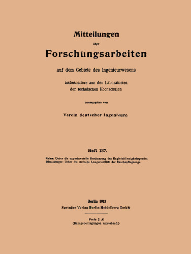Ueber die experimentelle Bestimmung des Ungleichförmigkeitsgrades. Ueber die statische Längsstabilität der Drachenflugzeuge