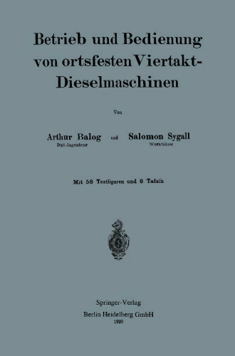 Betrieb und Bedienung von ortsfesten Viertakt-Dieselmaschinen