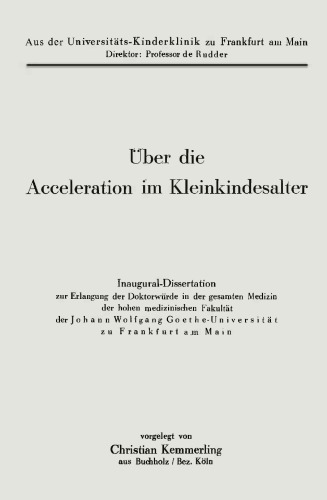 Über die Acceleration im Kleinkindesalter: Inaugural-Dissertation