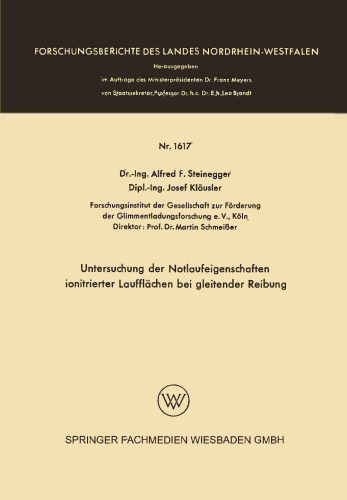 Untersuchung der Notlaufeigenschaften ionitrierter Laufflächen bei gleitender Reibung