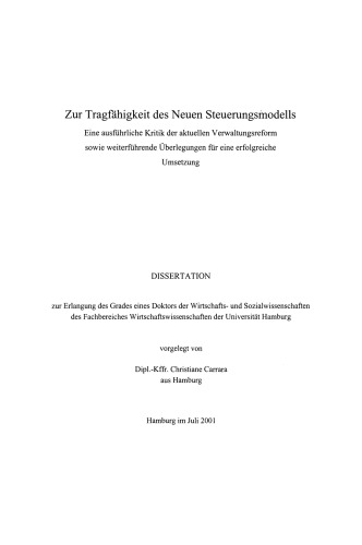 Verwaltungsmodernisierung durch Reengineering: Zur Tragfähigkeit des Neuen Steuerungsmodells