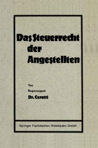 Das Steuerrecht der Angestellten