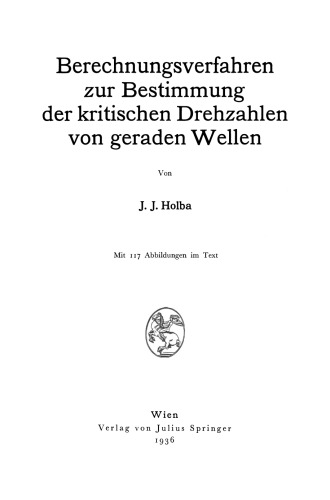 Berechnungsverfahren zur Bestimmung der kritischen Drehzahlen von geraden Wellen