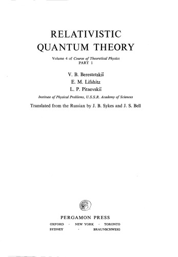 Relativistic Quantum Theory Part 1