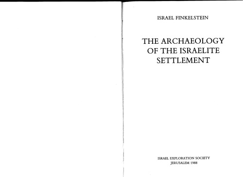 The Archaeology of the Israelite Settlement