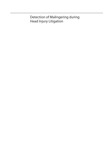 Detection of Malingering during Head Injury Litigation