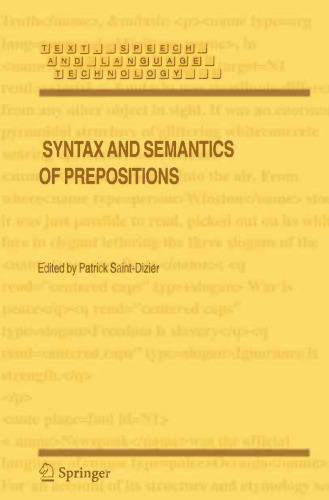 Syntax and Semantics of Prepositions