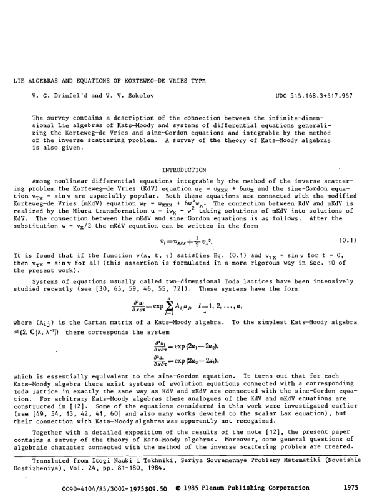 Lie algebras and equations of Korteweg-de Vries type (J. Sov. Math. 30 (1985), 1975-2036)