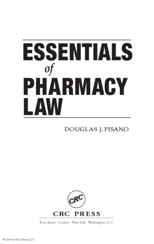 Essentials of pharmacy law