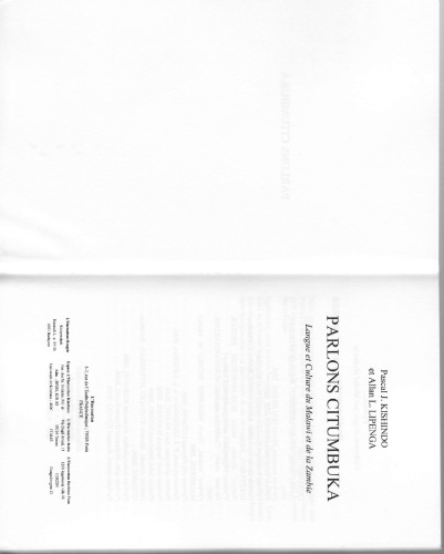 Parlons citumbuka : langue et culture du Malawi et de la Zambie