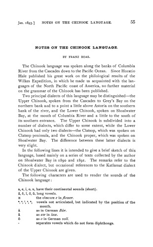 Notes on the Chinook language