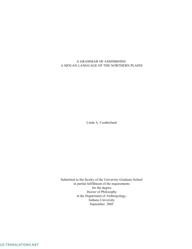 A grammar of Assiniboine : a Siouan language of the Northern Plains [Montana, Saskatchewan]