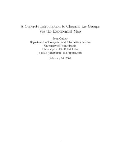 Concrete introduction to classical Lie groups via the exponential map