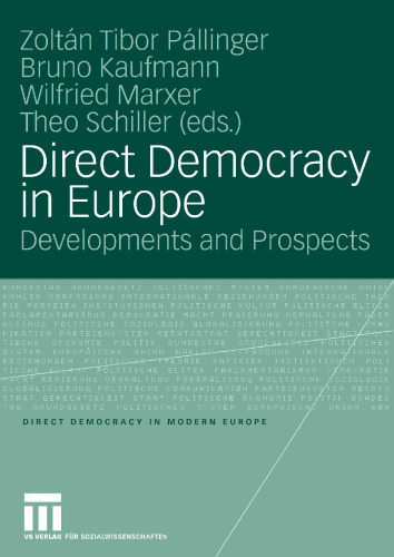 Direct Democracy in Europe: Developments and Prospects