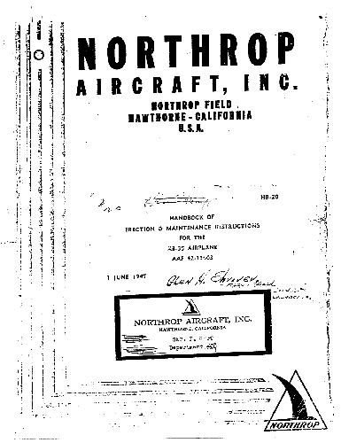 Northrop. Handbook of erection and maintenance instructions for the XB-35 airplane