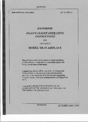 Handbook pilot's flight operating instructions for USAF series model YB-49 airplane