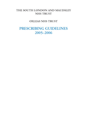 The Maudsley 2005-2006 Prescribing Guidelines