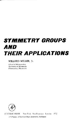 Symmetry groups and their applications, Volume 50