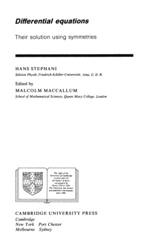 Differential equations: their solution using symmetries