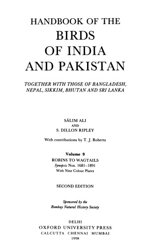 Handbook of the Birds of India and Pakistan: Robins to Wagtails