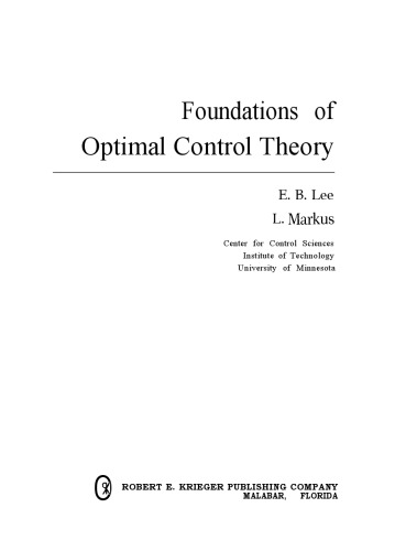 Foundations of Optimal Control Theory