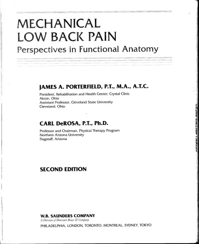 Mechanical Low Back Pain: Perspectives in Functional Anatomy, 2e