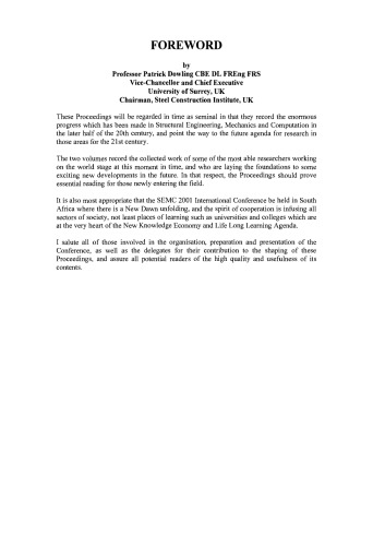 Structural Engineering, Mechanics and Computation. Proceedings of the International Conference on Structural Engineering, Mechanics and Computation 2–4 April 2001, Cape Town, South Africa