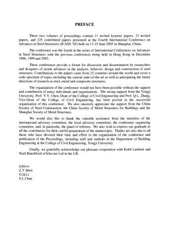 Fourth International Conference on Advances in Steel Structures. Proceedings of the Fourth International Conference on Advances in Steel Structures 13–15 June 2005, Shanghai, China