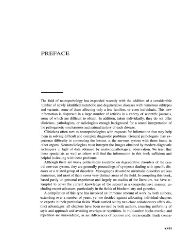 Metabolic and Degenerative Diseases of the Central Nervous System. Pathology, Biochemistry, and Genetics