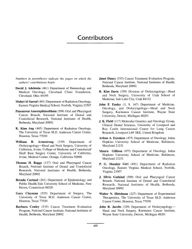 Head and Neck Cancer. Emerging Perspectives