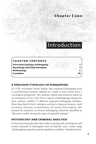 Kidnapping. An Investigator's Guide to Profiling