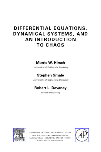 Differential Equations, Dynamical Systems, and an Introduction to Chaos