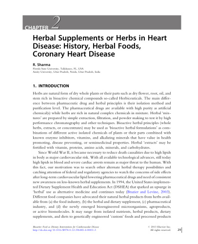 Bioactive Food as Dietary Interventions for Cardiovascular Disease